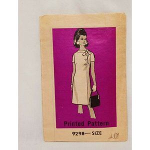 Dress Button Front Misses  Size 10 Sewing Pattern Marian Martin 9298 Precut